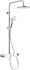 Duravit Shower System, Water-Saving Shower System, Shower Head with 3 Spray Types Rain, Pulse, Mono, Adjustable Angle, Shower Set Easy to Clean, Shower System with Thermostat, ChromeWhite