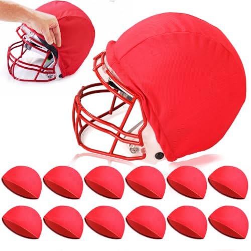 Football Helmet Covers Scrimmage Caps-Perfect for Football Hockey and Lacrosse Practice Sessions.The Fabric is Elastic& Bright Colors for Team Identification (Red-12pcs)