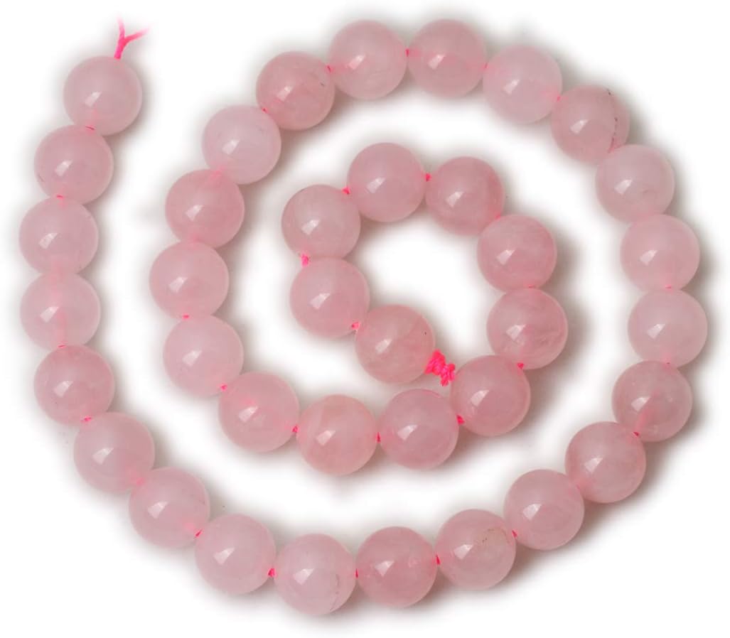 CHEAVIAN 35PCS 10mm Natural Rose Quartz Gemstone Round Loose Bead Pink Crystal for Jewelry Making 1 Strand 15" - Image 3