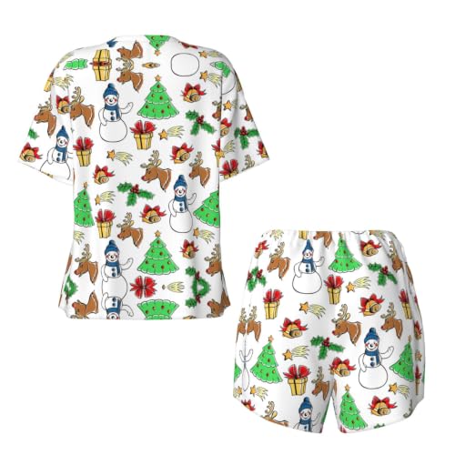 Pijama de mujer de 2 piezas con pantalón estampado conjunto de ropa de dormir Merry Christmas 6