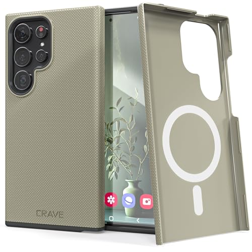 Image of Crave for Samsung Galaxy S24 Ultra Case, Compatible with MagSafe Shockproof Protection Dual Layer Case for Samsung Galaxy S24 Ultra (6.8 inch) - Sand