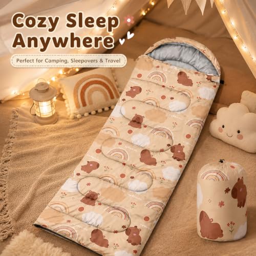Bolsa de dormir AILONEN para camping con diseño infantil, ligera y resistente al agua, para 3 estaciones, tamaño 31" x 90" miniatura 2