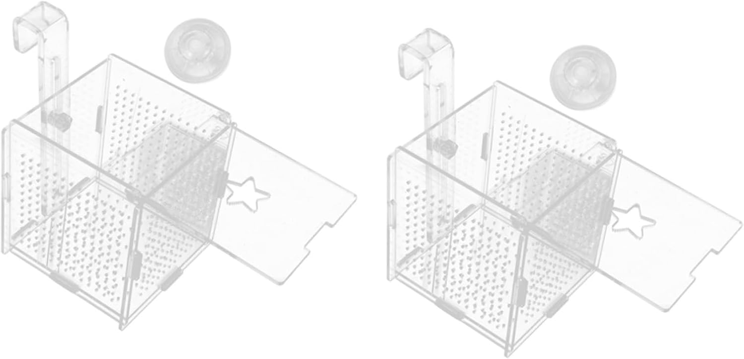 Housoutil 2sets Acrylic Fish Breeding Box with Cups Isolate Tank for Betta Fish Design Transparent Cover Material Easy Installation