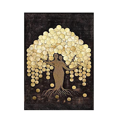 Impression sur toile plante dorée abstraite style galerie d'art
