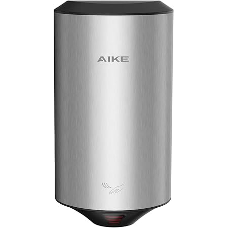 AIKE UL Approved Compact Jet Air Hand Dryer Brush Stainless Steel Finish, 120V 1350W Model AK2805