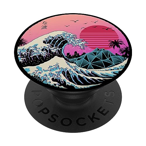 Vintage Retro Ocean Great Wave Kanagawa Japanese Anime Otaku PopSockets aderência e suporte para telemóveis e tablets