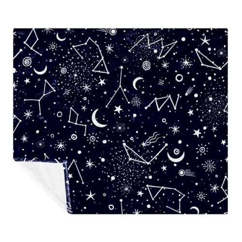 Couverture douce constellation lune étoiles plaid microfibre pour lit et voyage - 2