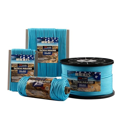 HERCULES 750lb Paracord 4mm 11 Strand Parachute Cord, Sky Blue