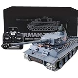 Haunen 2.4GHz RC Ferngesteuerter Panzer, 1/16 German Tiger RC Panzer Metall mit Rauch und Sound, inkl. Akku, Ladegerät, Fernsteuerung und Darts