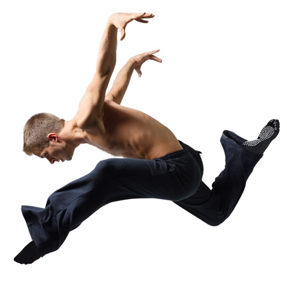 Lot De 2 Paires Chaussettes Yoga 5 Orteils Avec Grip Antidérapant Pour Homme - Noir Et Gris