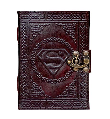 Handmade Superman Sign Embossed Leather Journal Notebook Unlined Paper, Brown Diary Notepad Gift 7 x 5 Inches (Brown) Handmade Superman Sign Embossed Leather Journal Notebook Unlined Paper, Brown Diary Notepad Gift 7 x 5 Inches (Brown)