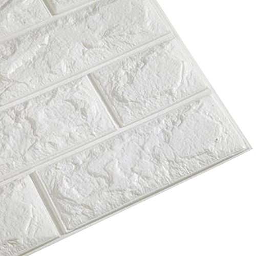 Jardyn & Maison 70x77 cm PE Foam 3D Wall Stickers Safety Home Decor Wallpaper DIY Wall Decor Brick Decorative Sticker Decoration Idea Easy to Use (White)