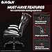 N-GEN Video Gaming Chair Ergonomic Computer Desk Office Chair with Lumbar Support Adjustable Height Swivel Wheels Flip-Up Arms PU Leather Home and Office (White)