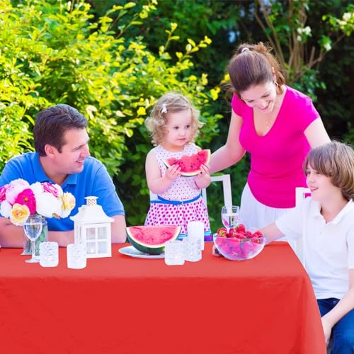 Image of Kopokita 2 Pack Red Plastic Tablecloths Disposable 54 x 108 Inch