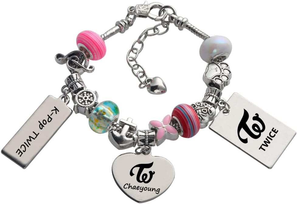 WGEEEY Kpop Twice Merchandise Charm Bracelet Making Kit, 33 Pcs DIY Bracelets Kit with Beads for Gifts