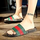 FYios Casual beach sandals, cold slippers, men's summer slip, light word slippers, sandals,Forty,red green