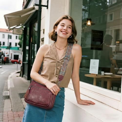 Image of BELTANA Crossbody Bags for Women Trendy Vegan Leather Hobo Purses Medium Butterfly Cross Body Purse with Wide Strap | Adjustable Strap