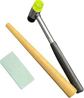 3PCS ring Repair Tool, solid wood ring shaping stick, 25mm double-sided adhesive hammer, double-sided jewelry polishing board, can repair deformed rings and remove surface oxide layer.
