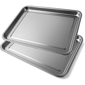 Set of 2 Serving Plates - Stainless Steel Tray Rectangular - Rectangular Flat Plate - Stainless Steel - Kitchen Tray - Stainless Steel Plate - Rectangular Serving Tray - 40 x 30 cm