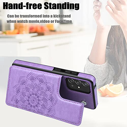Mmhuo For Samsung Galaxy A71 5G Case With Card Holder,Flower Magnetic Back Flip Samsung A71 5G Phone Case Wallet,Protective Case For Samsung Galaxy A71 5G(5G Only - Not Verizon Edition),Purple #TOP4