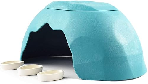 Miniatura 10 de OMEM Casa de reptiles con fregadero de cerámica, terrario, caja de cría de cuevas, refugio, decoración de hábitat, escondites para tortuga, lagarto,