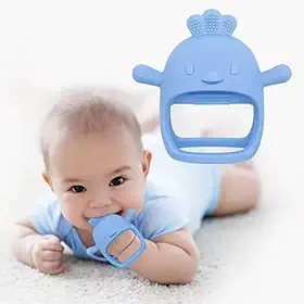 Mordedor de Pulso de Silicone para Bebês +3 Meses, Brinquedo para Dentição, Sem BPA (AZUL)