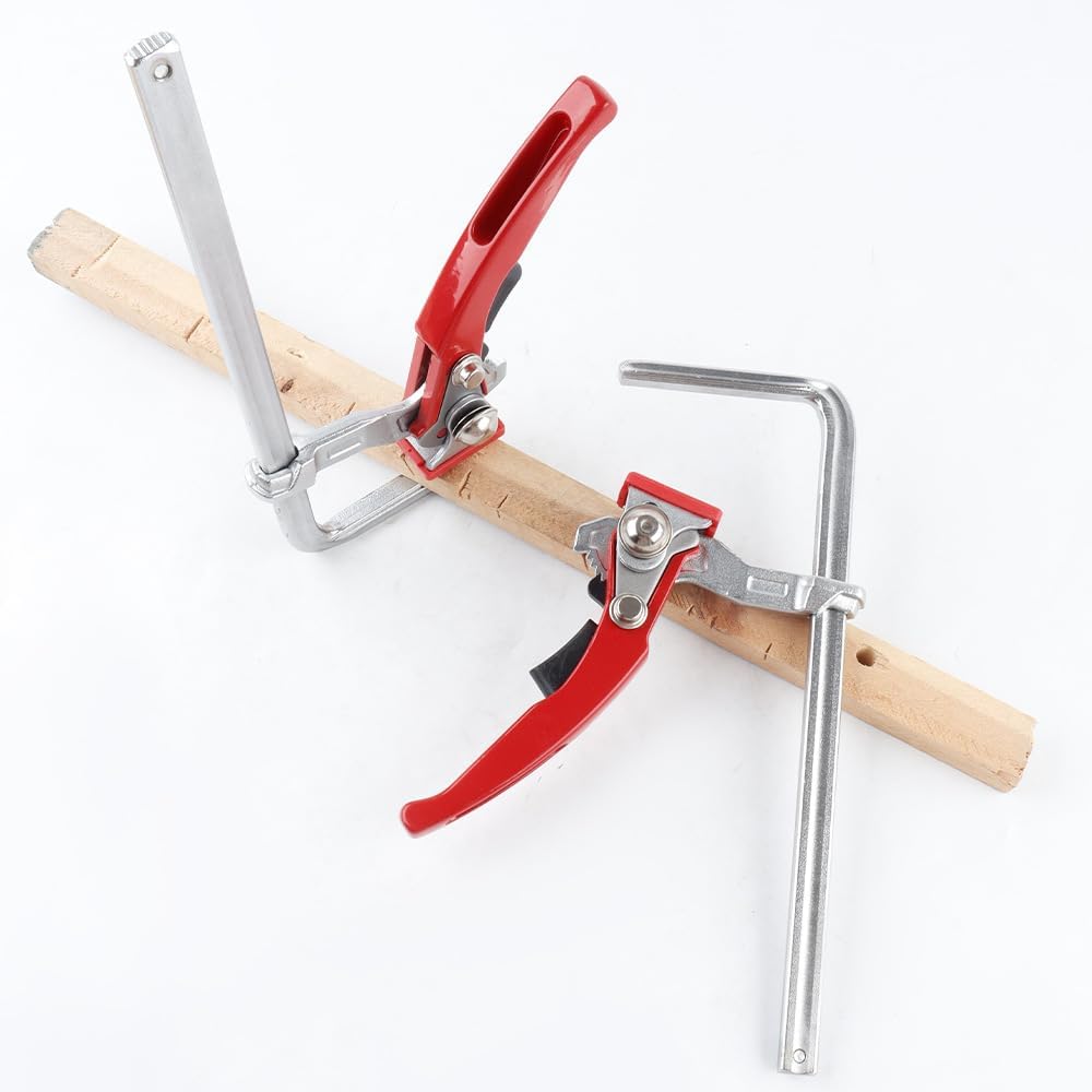 2 Pack Lever Clamp Ratcheting Table Clamp, Quick Release Screw Clamp, Strong Clamping Force for Woodworking for DIY & Carpentry, 160mm Clamping Capacity & 60mm Throat Depth