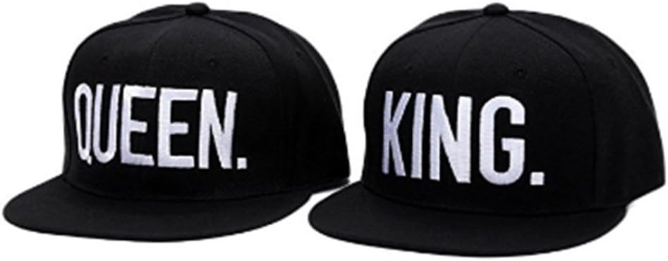 WENDYWUHip-Hop Hats 3D Embroidered Snapback Caps Adjustable Baseball Caps (white king+white queen)