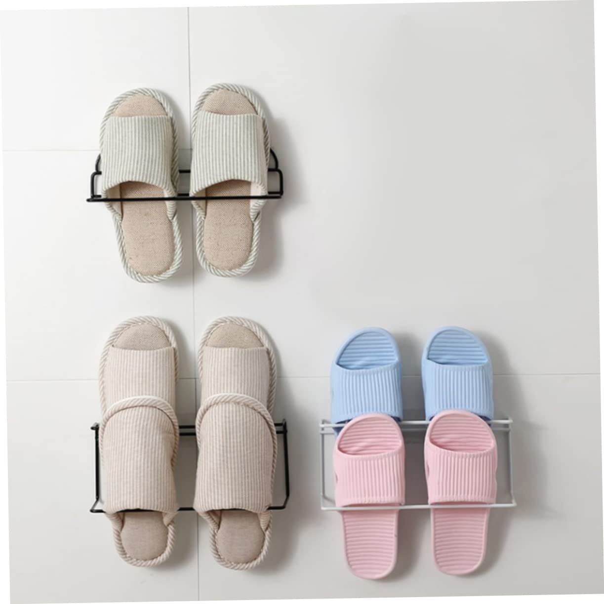 ERINGOGO Wall Mounted Single Layer Shoe Rack Easy Install Hanging Shoe Organizer for Bathroom Living Door Design for Slippers Sneakers High Heels