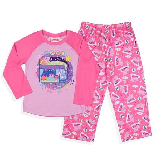 INTIMO Peppa Pig Pajamas Toddler Girls Good Night Sleep Tight Long Sleeve Pant Sleep Set (5T) Pink