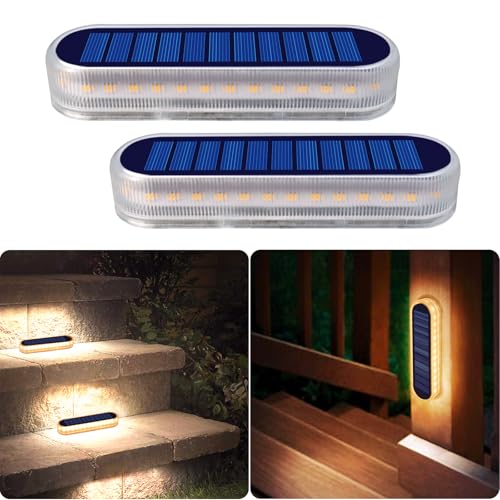 DetarZinLED ソーラーライト 屋外 ガーデンライト IP68防水 30LED 暖色 ソーラー 屋外 階段ライト 庭 ライト 太陽光パネル充電 自動点灯/消灯 玄関先 庭 通路 車道 芝生 駐車場に最適 （2個セット）のサムネイル