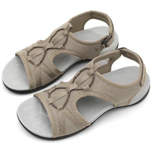 Image of UBFEN Womens Hiking Sandals Comfortable Walking Sandals Summer Sport Breathable Arch Support