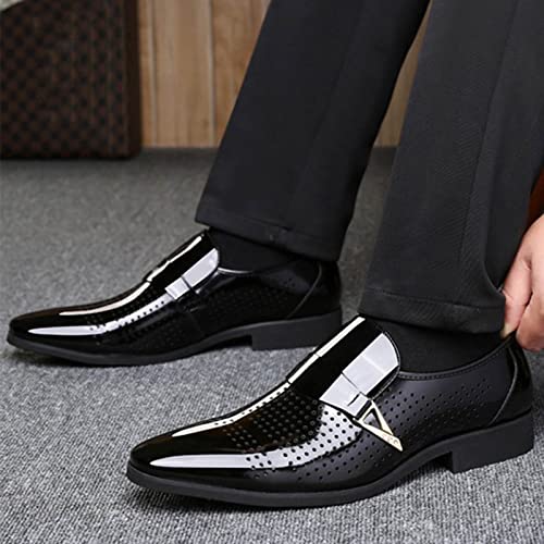 Genérico Zapatos Hombre - Zapatos De Cuero De Estilo Clásico para Hombre Zapatos con Hebilla De Metal Zapatos De Cuero con Punta En Informales De Negocios Transpirables con Recorte De Diamante