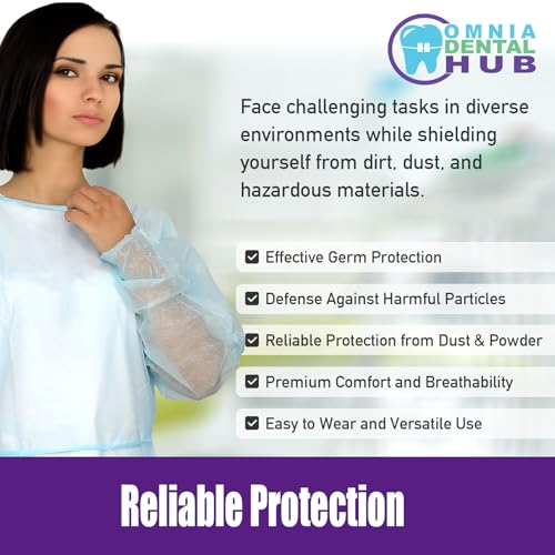 10 PCs Dental Grade Disposable PP+PE Isolation Gown AAMI by Omnia ONE | Full Coverage, Fluid-Resistant, Comfortable Fit, Latex-Free, Medical & Multipurpose Protection - Image 6
