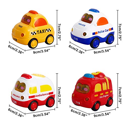 Mallya Toy Cars, Pull Back Cars for Kids Push and Go Vehicles Toys Friction Powered Car Toys Christmas Birthday Gift for 1, 2, 3 Years Old Boys and Girls (4 Pcs)