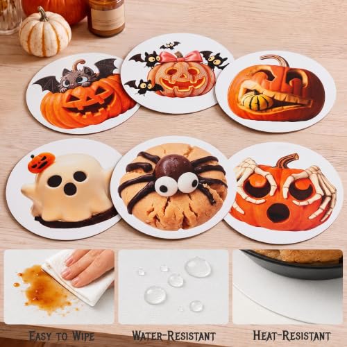 Halloween Placemats Set of 6,Silicone-Like Feel with Leather Texture - image 2