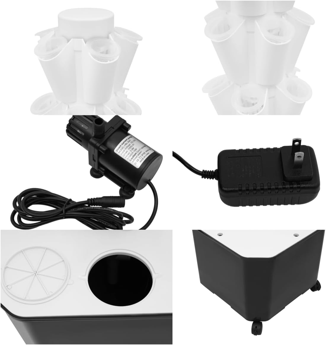 Hydroponic Tower Growing System, 50 Pods Vertical 10 Tiers Hydroponic Tower with Movable Water Tank and Timer, Water Circulation Plants Germination Kit for Herbs Fruits & Vegetables