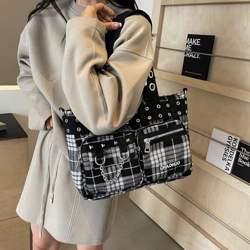 Y2k Plaid Messenger Bag Casual Crossbody Bag Handbag Travel Daypacks3