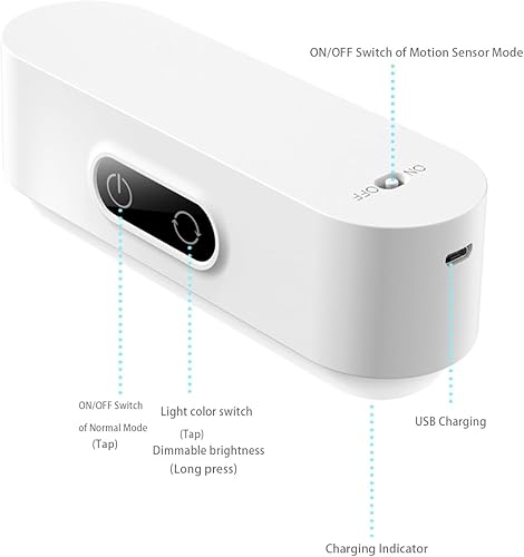 Miniatura 2 de Apliques de pared LED, luz nocturna con sensor de movimiento con control táctil, luz de pared de brillo continuo, lámpara de lectura recargable para