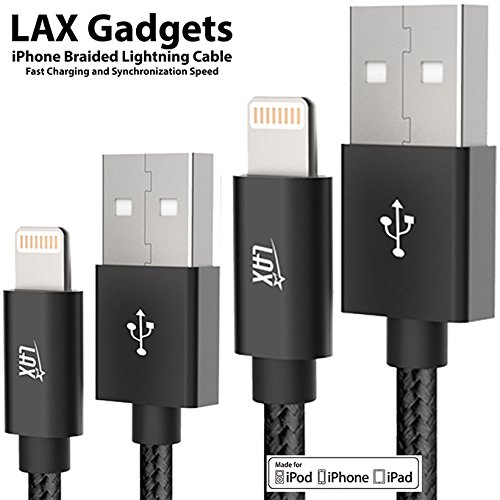 Lax Iphone Charger Lightning Cable - [Mfi Certified] Durable Braided Apple Lightning Usb Cord For Latest Ios Including Iphone 11/11 Pro Max/ 11 Pro/Xs/Xs Max/X, Ipad, Ipod & More (2 Pack) #TOP4