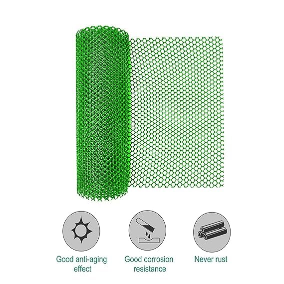 Image of MAHIRA UV Stabilized Virgin HDPE Tree Guard Net Anti Bird Net Garden Fencing Net PVC Virgin HDPE 4 Feet Height X 25 Feet Length Green with 1 Cutter and 50 PVC Tags Tie Locks 4 X 25 FT