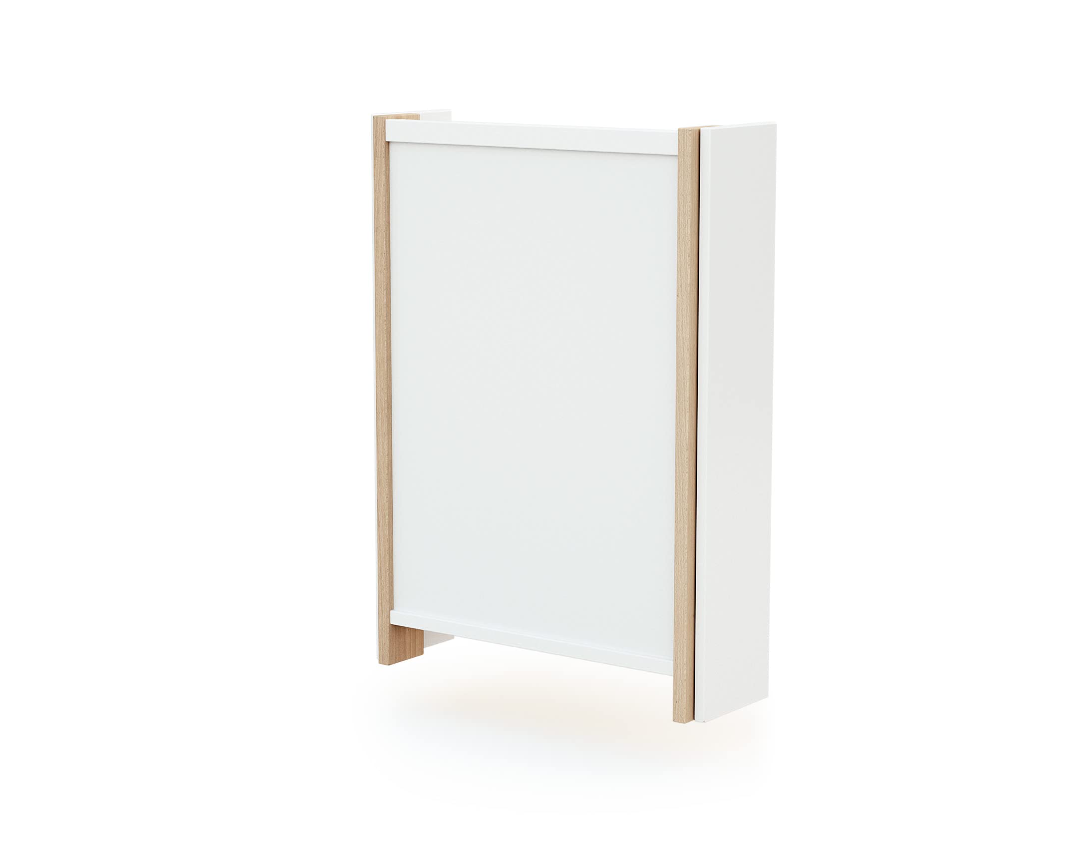 AT4 - Podkładka do przewijania na ścianie, biały i lakierowany buk| Wymiary po otwarciu (dł. x szer. x wys.): 56 x 77,5 x 78 cm | Składany: 56 x 18 x 78 cm | Materac w zestawie | Łatwa obsługa jedną