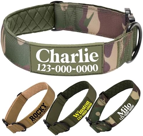 Pawblefy Premium Personalized Tactical Dog Collar with Name & Num...