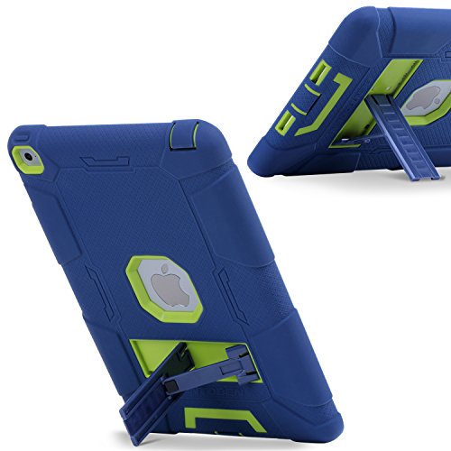 Ipad Air 2 Case, Bentoben [Hybrid Shockproof Case] With Kickstand Rugged Triple-Layer Shock Resistant Drop Proof Case Cover For Ipad Air 2 With Retina Display/Ipad 6, Navy Blue/Green #TOP2
