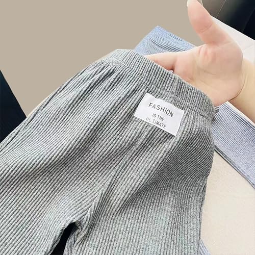 Girls School Trouser Flare Leggings Ribbed Flared Pants High Waisted Ruffle Leggings Solid Color Bell Bottoms2