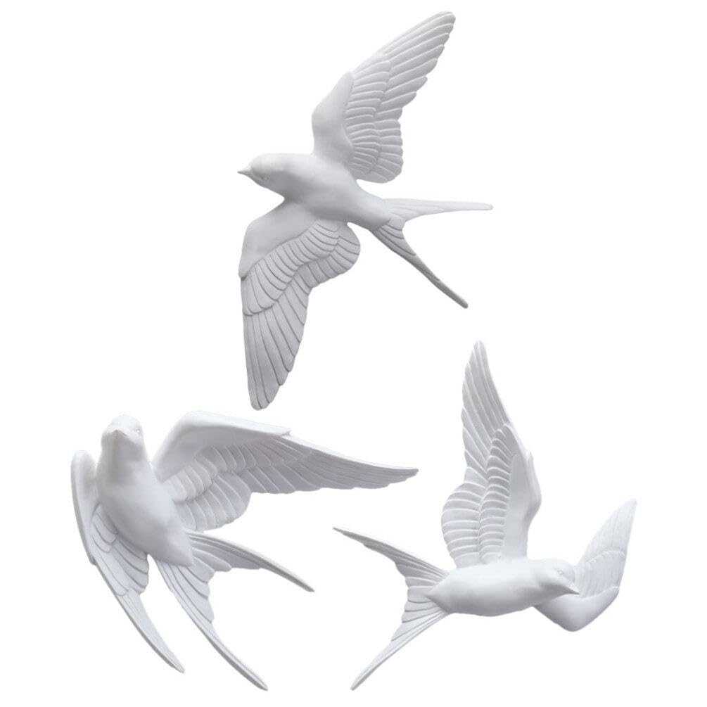 Yardwe 3 Stück 3D Schwalben Wanddekoration Aus Kunstharz - Realistische Vogel Wanddeko Für Wohnzimmer Esszimmer Flur Nordischer Stil Wandkunst