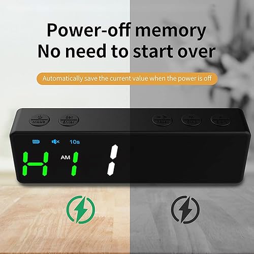 Miniatura 7 de Cronómetro de gimnasio, mini temporizador de gimnasio, cronómetro recargable, reloj portátil de cuenta regresivahacia arriba con parte trasera