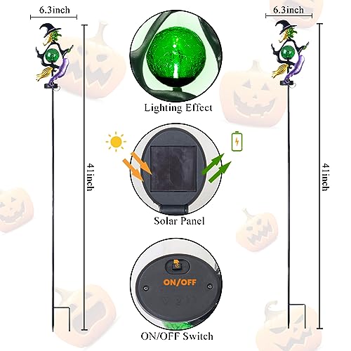 Viveta VT-2501 Solar Halloween Lights, Witch Halloween Decorations Solar Stake Lights With Crackle Glass Ball For Outdoor Pathway Garden Yard Patio thumb #3