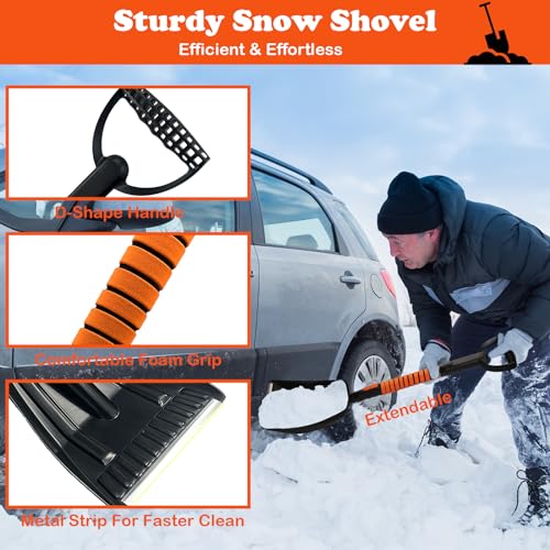 SINROOP Snow Brush & Snow Shovel for Car