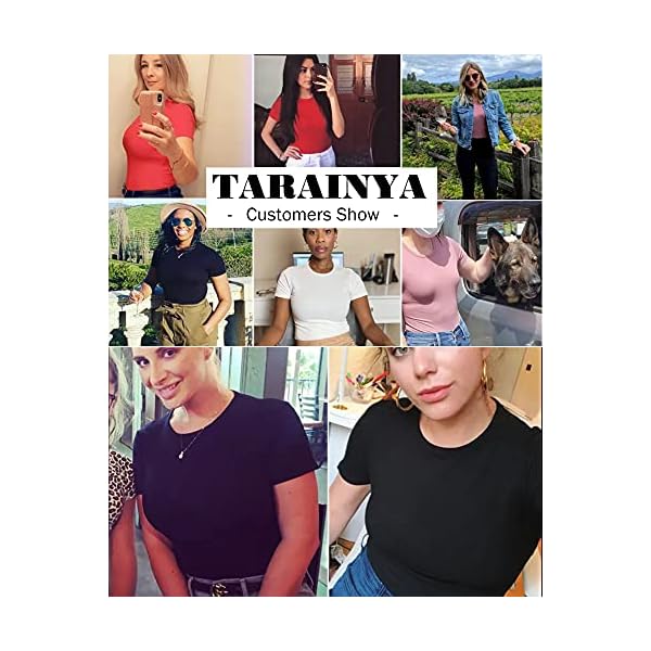 TARAINYA-Womens-Bodysuit-Tops-Ribbed-Short-Sleeve-Long-Sleeve-Crewneck-T-Shirts-Basic-Bodysuits TARAINYA Women's Bodysuit Tops Ribbed Short Sleeve Crewneck T Shirts Basic Bodysuits Orange L